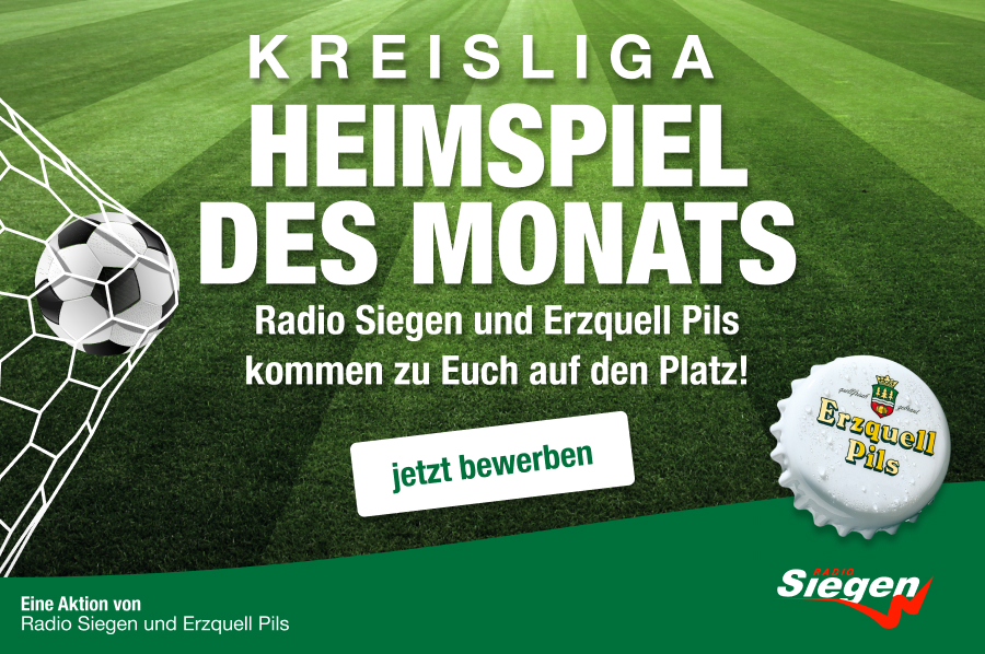 Kreisliga Heimspiel des Monats: Erzquell Pils und Radio Siegen machen den Sportplatz zur Fußballbühne