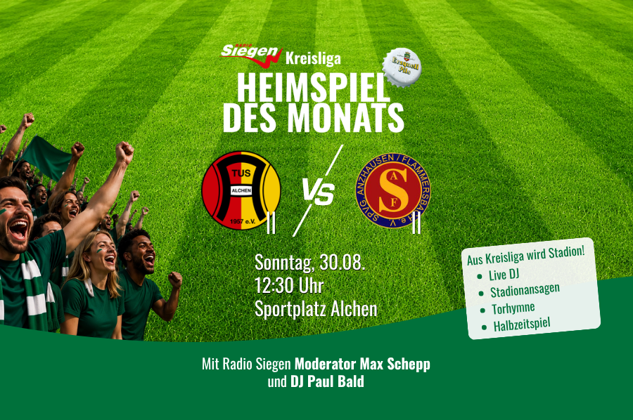 Das Kreisliga Heimspiel des Monats - eine Aktion von Erzquell Pils und Radio Siegen