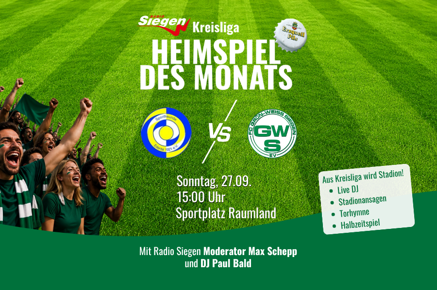 Das Kreisliga Heimspiel des Monats - eine Aktion von Erzquell Pils und Radio Siegen