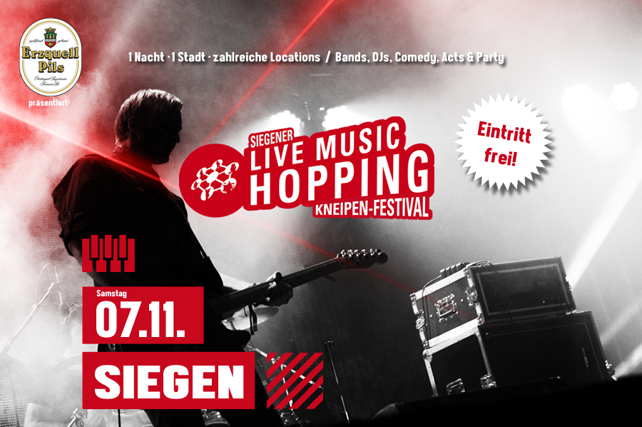 Live Music Hopping Siegen am 7. November 2026: Siegen wird zur Bühne – mit Erzquell Pils
